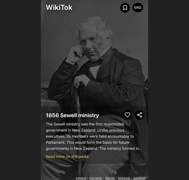aplicativo WikiTok, que mistura o TikTok com a Wikip&eacute;dia