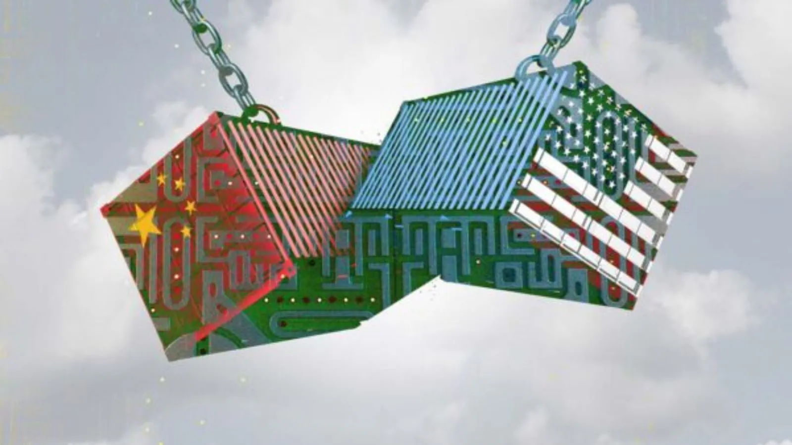 cubos com as bandeiras da China e EUA