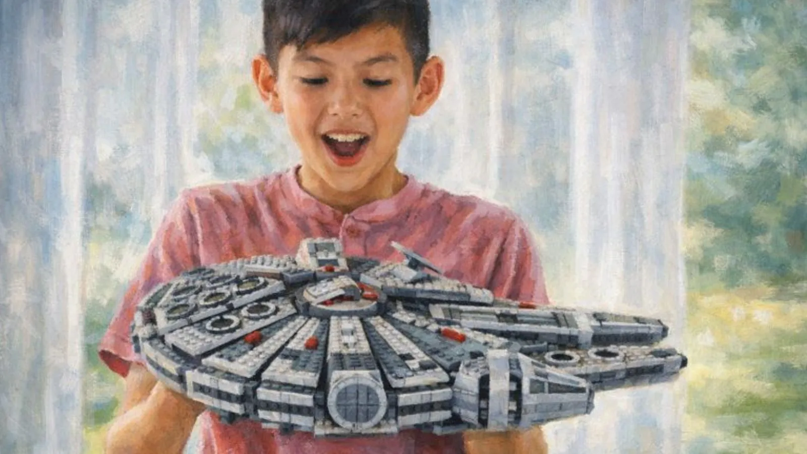 Menino segurando nave