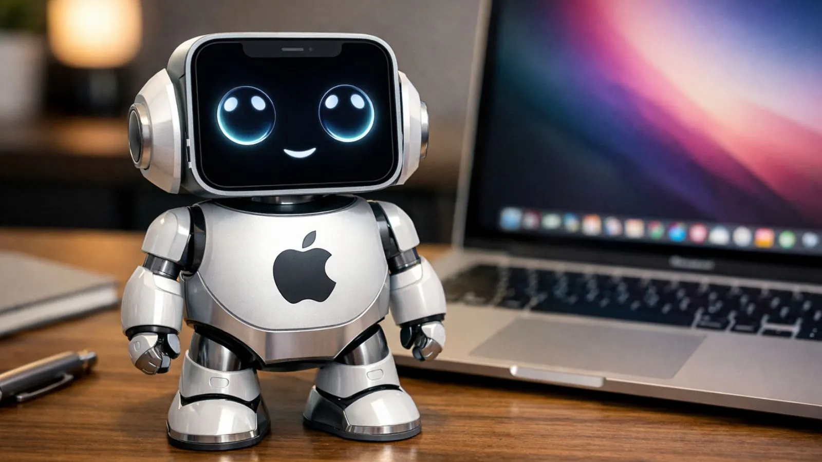 Mini robô com símbolo da Apple