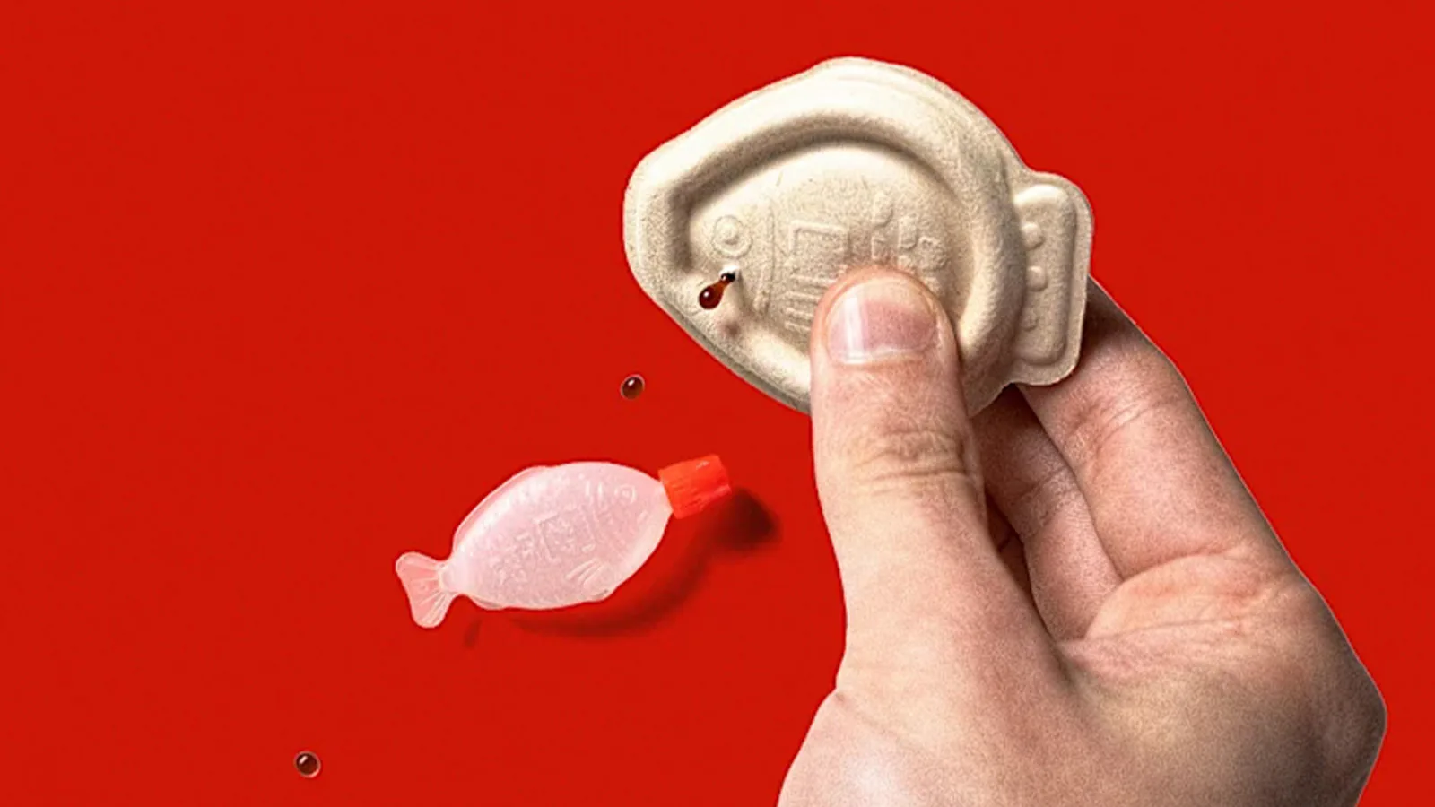 frasco biodegradável para molho shoyu