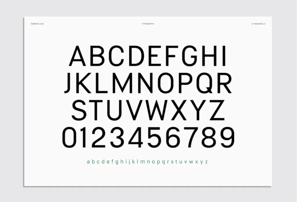 &ldquo;LF Maranello,&rdquo; the Ferrari Luce&rsquo;s custom typeface