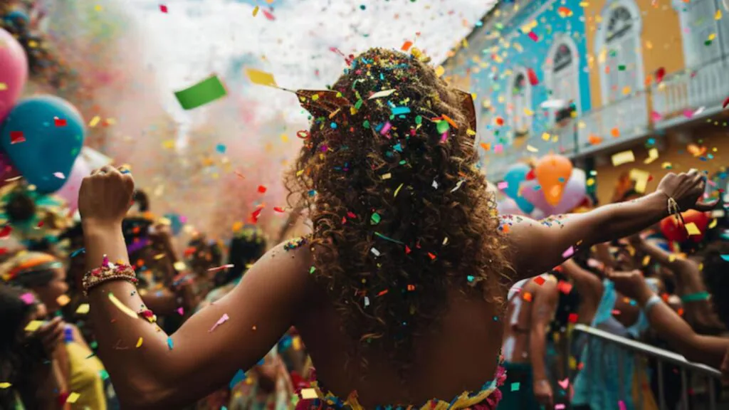 Mulher no bloquinho de carnaval