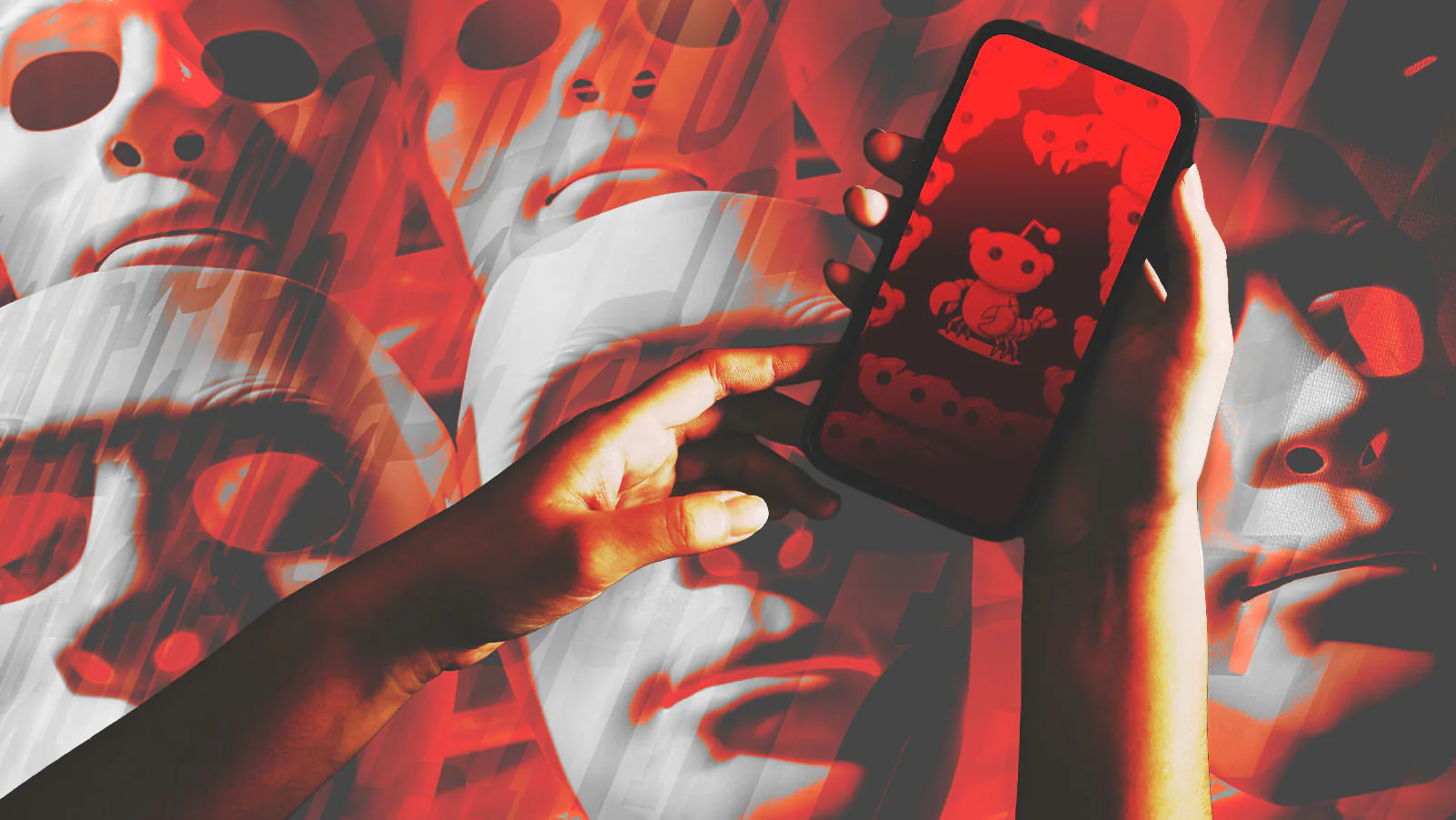 mão segura um celular com o símbolo da rede social Moltbook