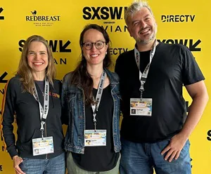 Simone Kliass, Ga&euml;lle Moore e Rodrigo Terra no SXSW 2025