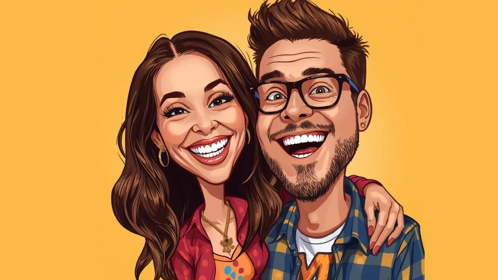 Caricaturas de homem e mulher.