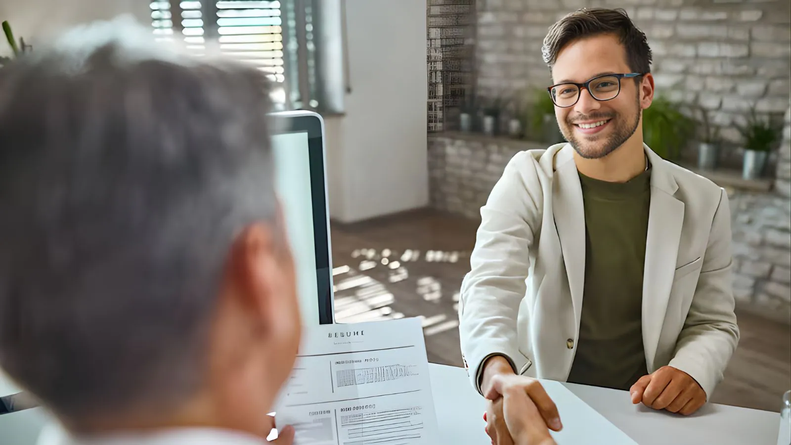 Homem em entrevista de emprego