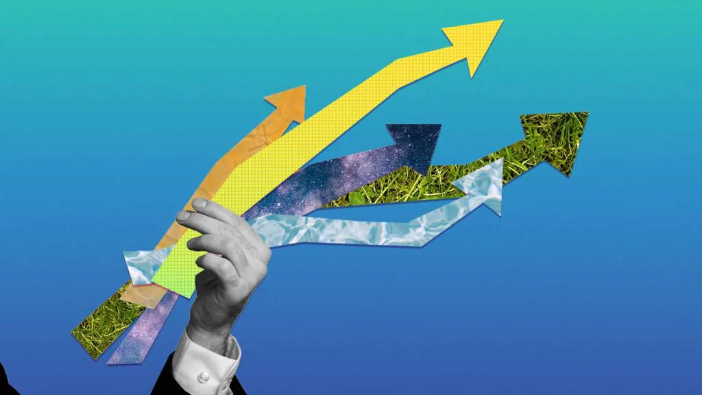 setas apontando para o alto indicam crescimento sustent&aacute;vel