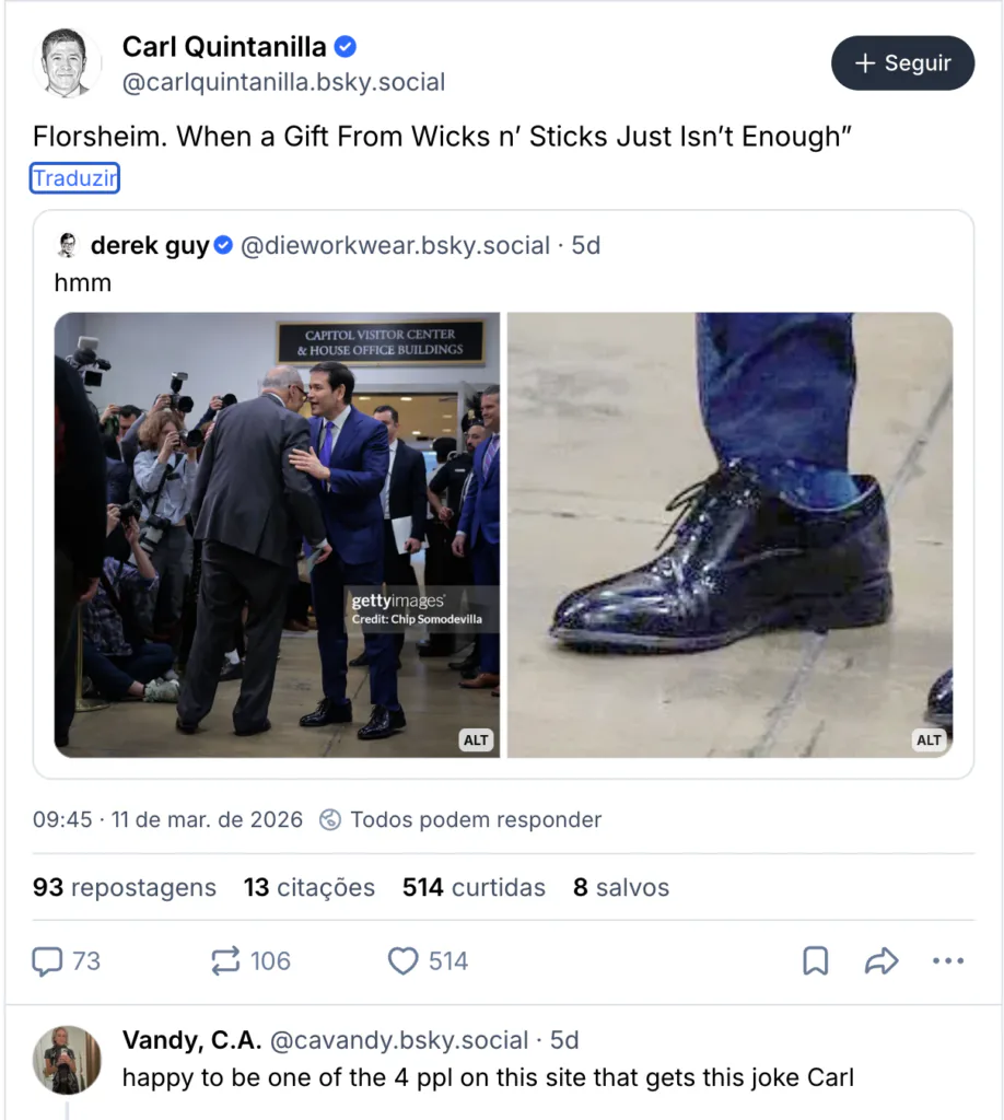 Os memes depois da foto da Getty Images mostrar o tamanho do sapato de Marco Rubio presenteado por Trump