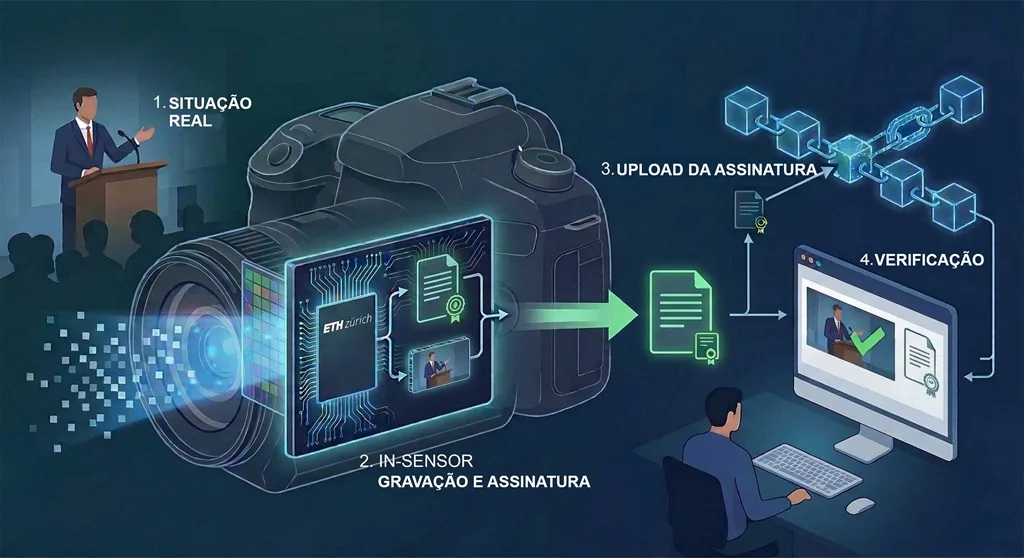 gr&aacute;fico explica como a c&acirc;mera garante autenticidade da foto