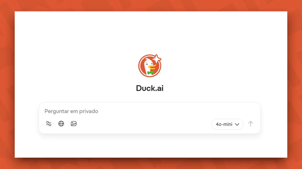 tela inicial da ferramenta de inteligência artificial Duck.ai