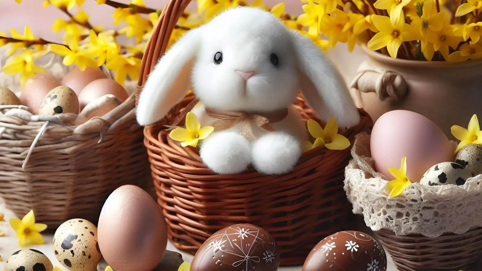 ovos de chocolate e coelho da páscoa