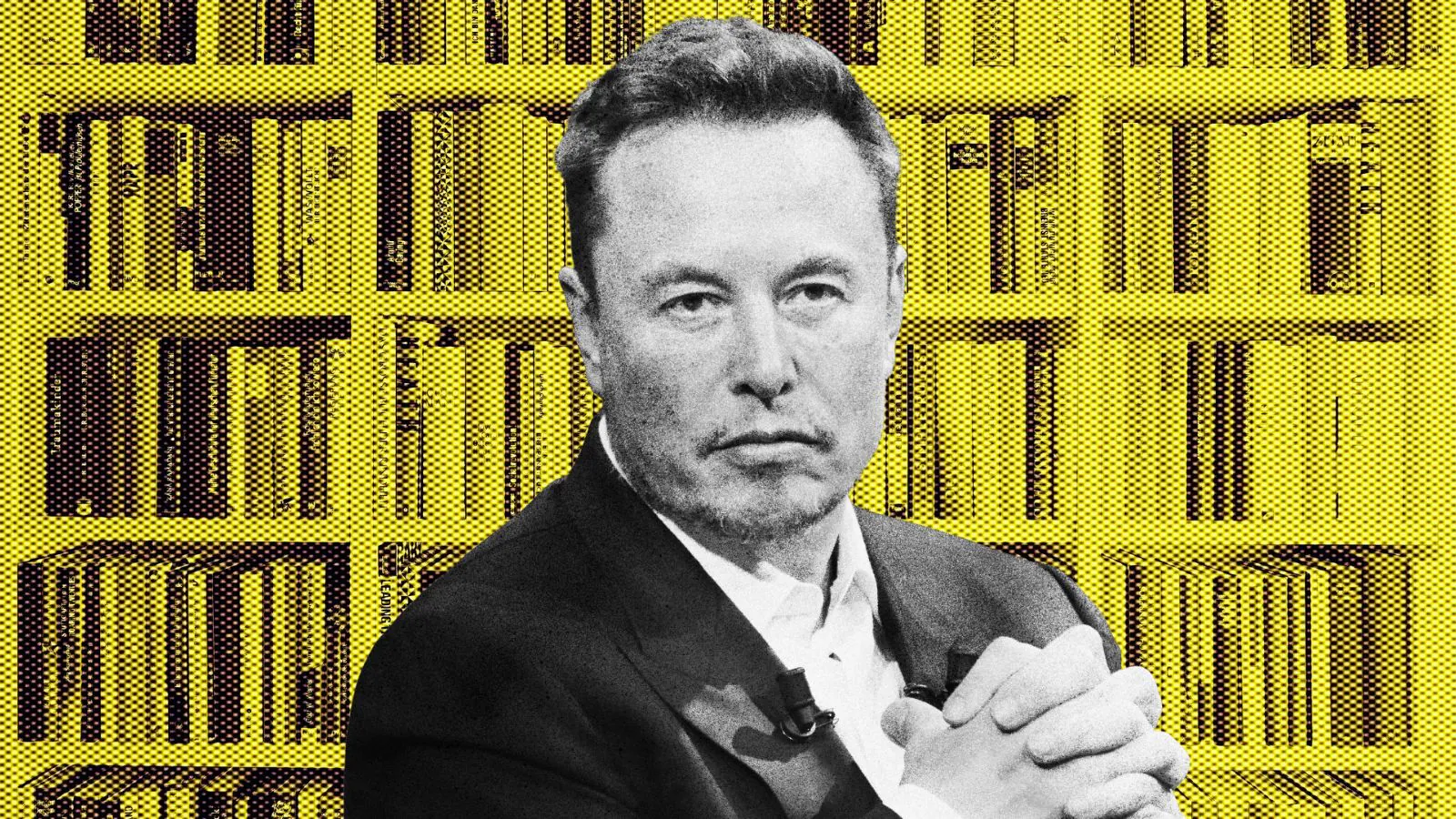 Elon musk e fundo com livros