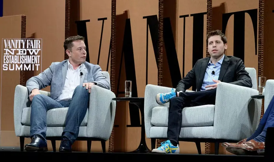 Elon Musk e Sam Altman em evento da Vanity Fair