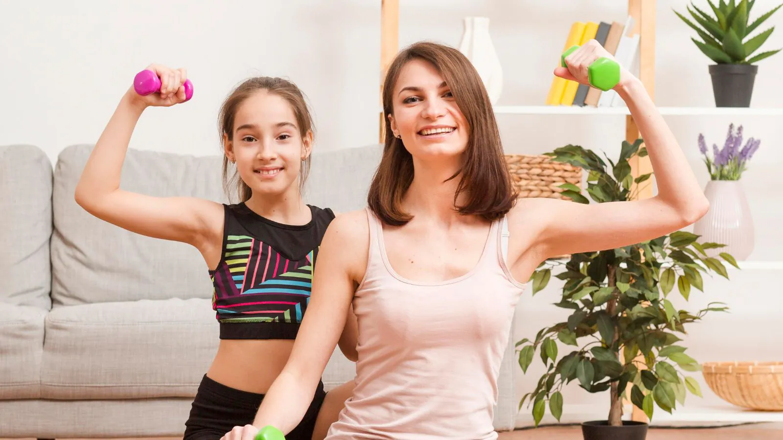 mãe e filha fitness