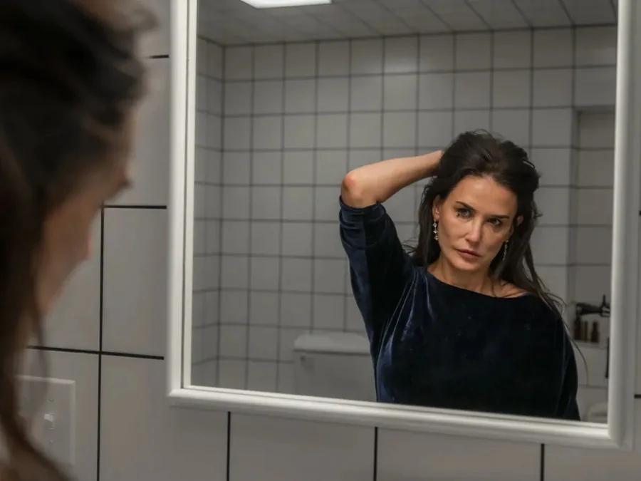 Demi Moore em cena do filme "A Subst&acirc;ncia"
