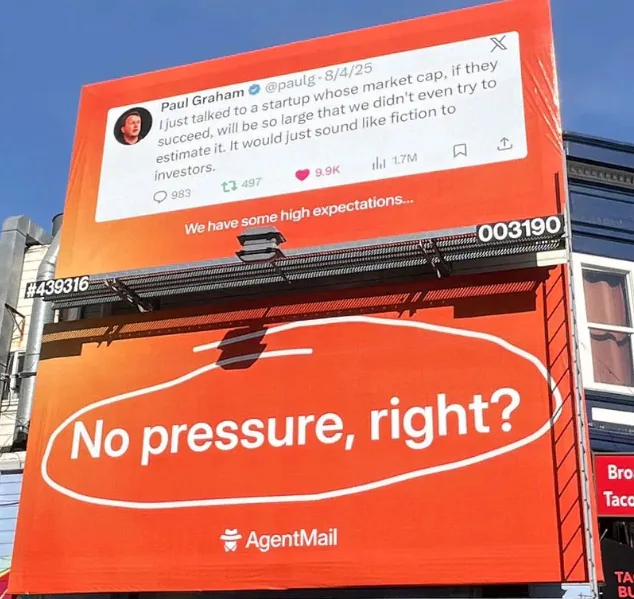 outdoor da empresa de intelig&ecirc;ncia artificial Agent Mail em S&atilde;o Francisco, Calif&oacute;rnia