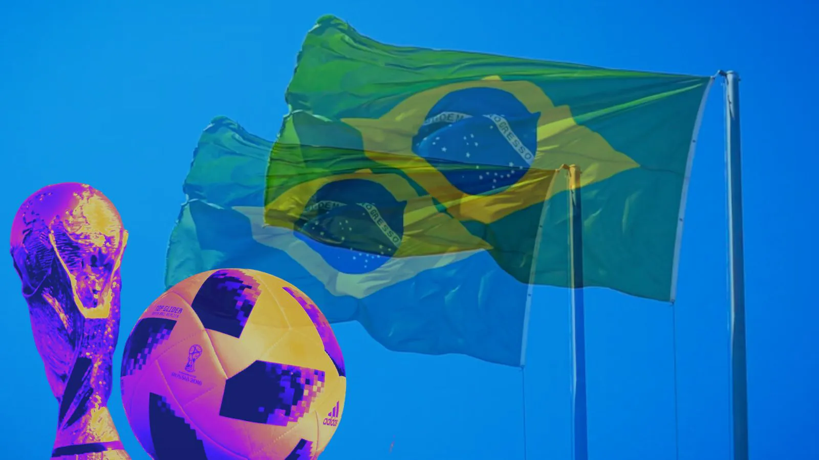 Bandeira do Brasil e taça da copa do mundo