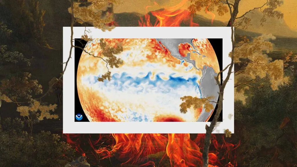 mapa-mundi simula o efeito do fen&ocirc;meno clim&aacute;tico El Ni&ntilde;o