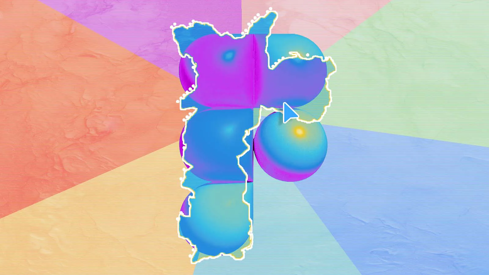 Ilustração colorida representa o Brasil com formas tridimensionais e um cursor digital.