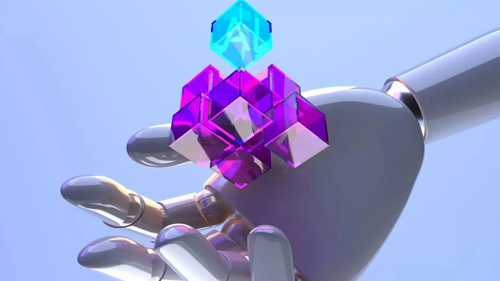 Conceito de nuvem AI com mão robótica