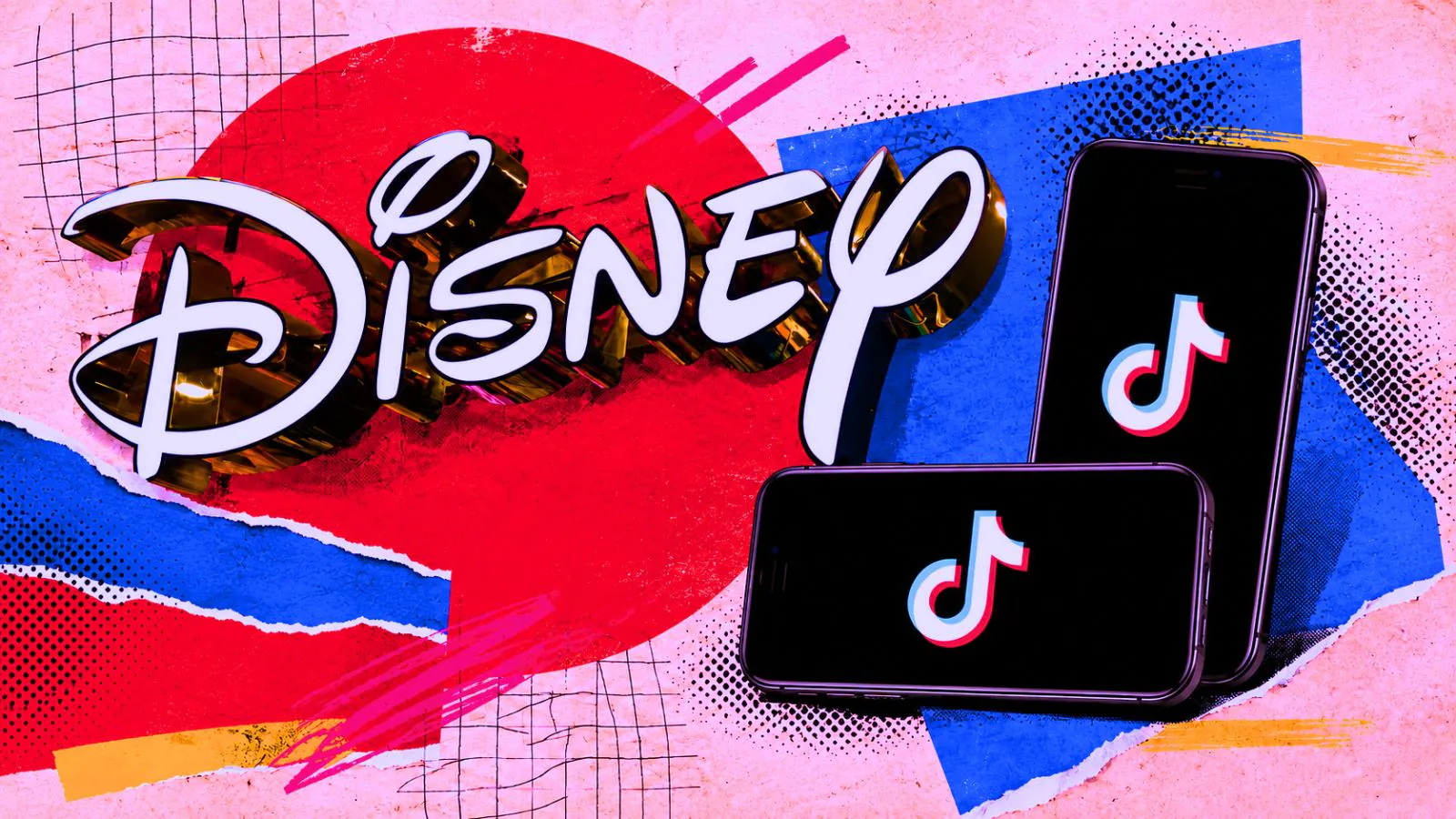 Logos da Disney e TikTok
