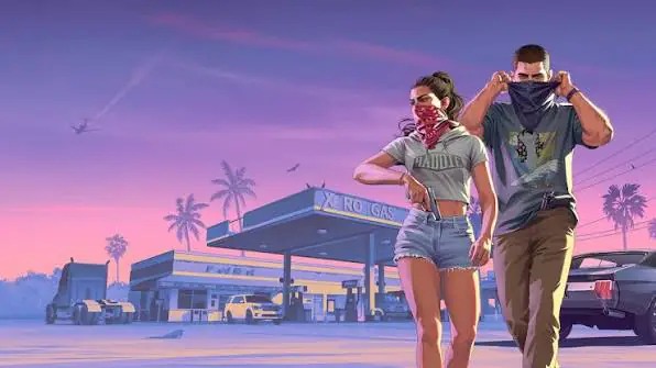 arte oficial de Grand Theft Auto VI: An Extended Look ou uma imagem recente de Jason e Lucia.