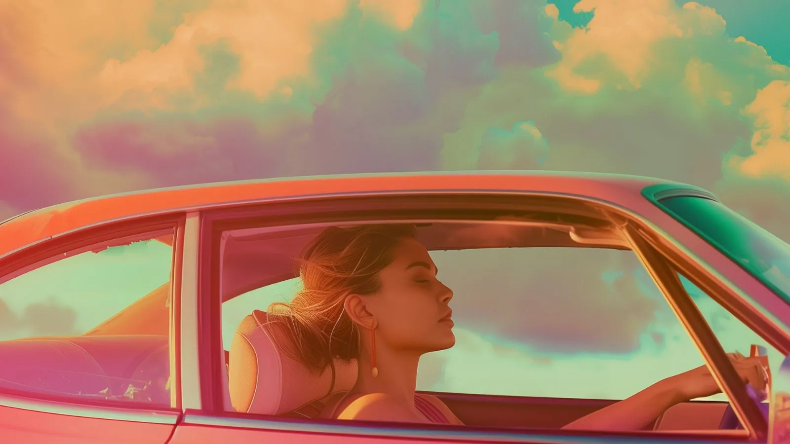 Mulher dirigindo um carro