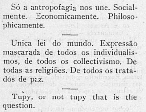 C&oacute;pia de parte da publica&ccedil;&atilde;o original do Manifesto Antrop&oacute;fago, de Oswald de Andrade, publicado em 1928
